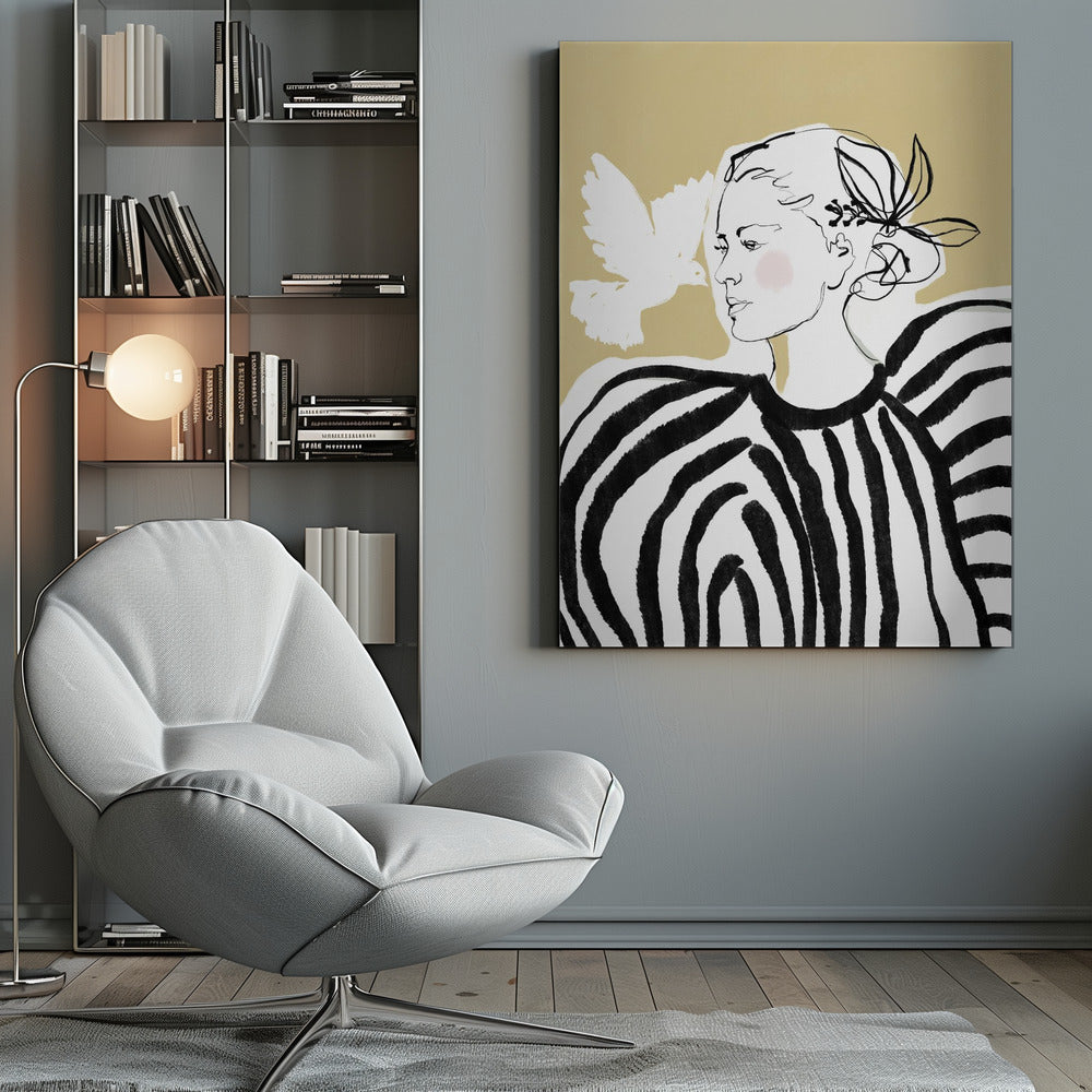 Woman Profile with a Zebra Stripe Pattern - Poster / Art Print