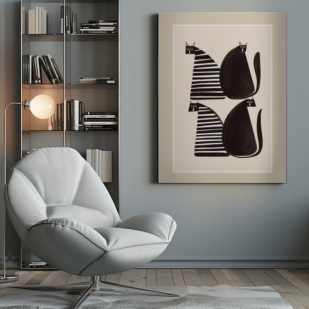 Minimalist Cats In Black and White - Poster / Art Print