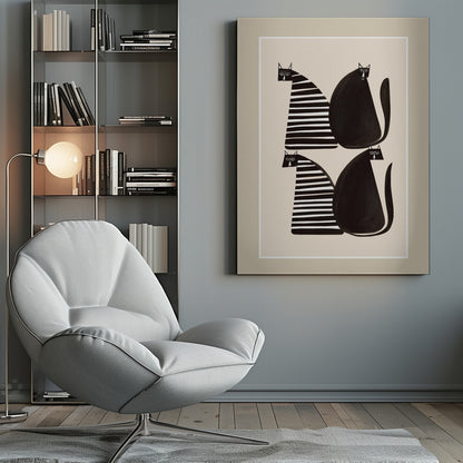 Minimalist Cats In Black and White - Poster / Art Print