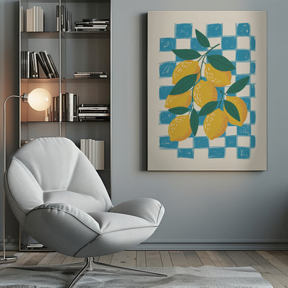 Lemon and Checks No 1 - Poster / Art Print
