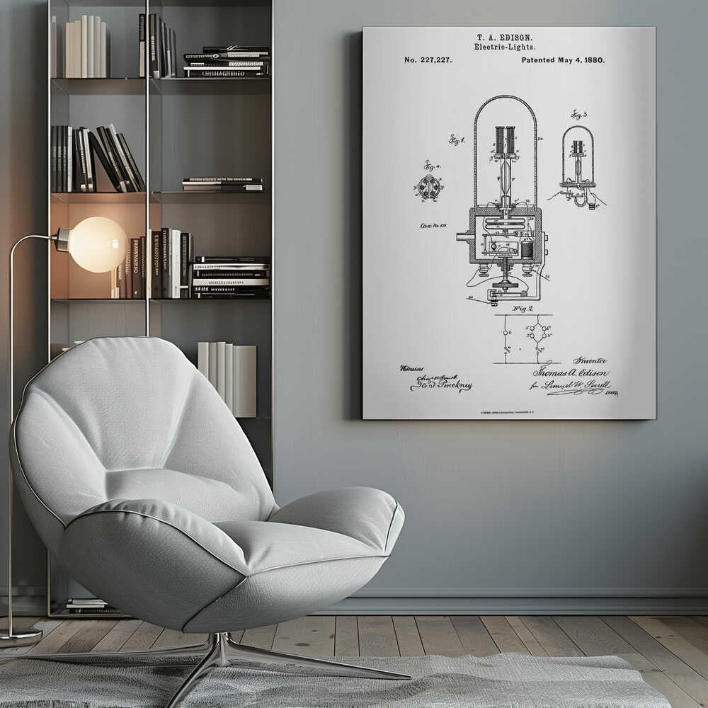 Electric Lights Patent 1880 - Poster / Art Print