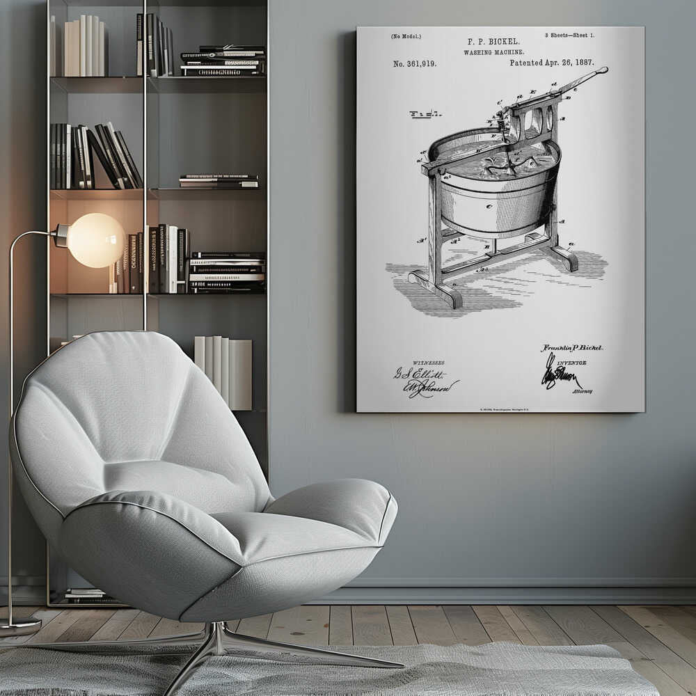 Washing Machine Patent 1887 - Poster / Art Print