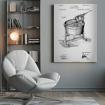 Washing Machine Patent 1887 - Poster / Art Print