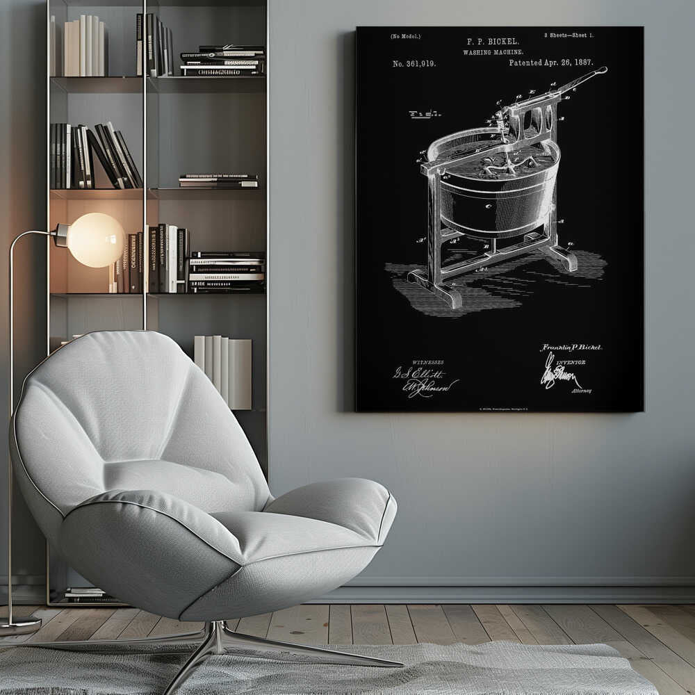 Washing Machine Patent 1887 - Poster / Art Print