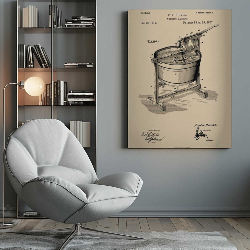 Washing Machine Patent 1887 - Poster / Art Print
