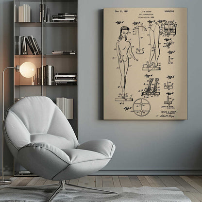 Doll Construction Patent 1961 - Poster / Art Print