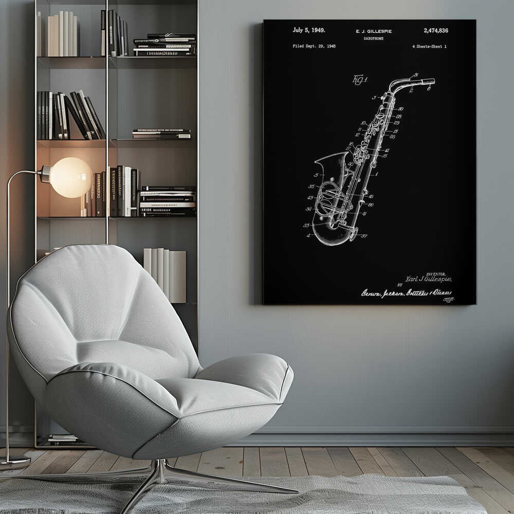 Saxophone Patent 1945 - Poster / Art Print