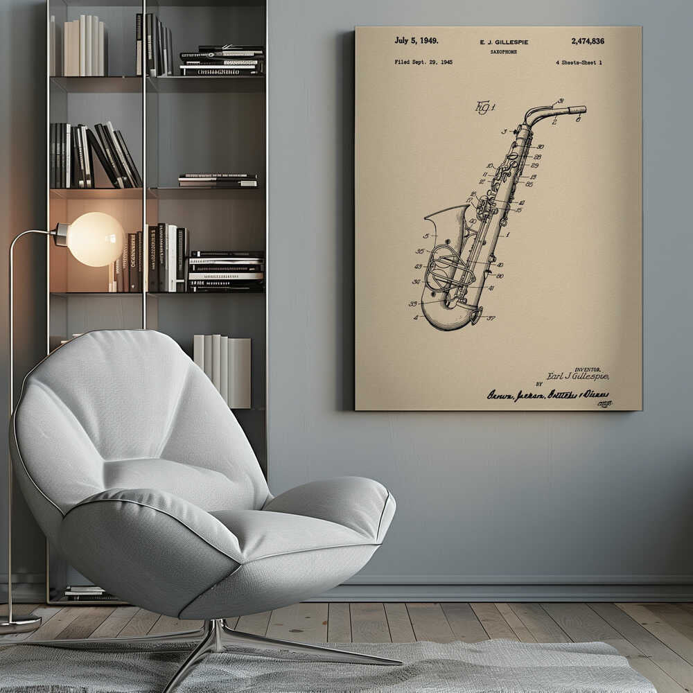 Saxophone Patent 1945 - Poster / Art Print
