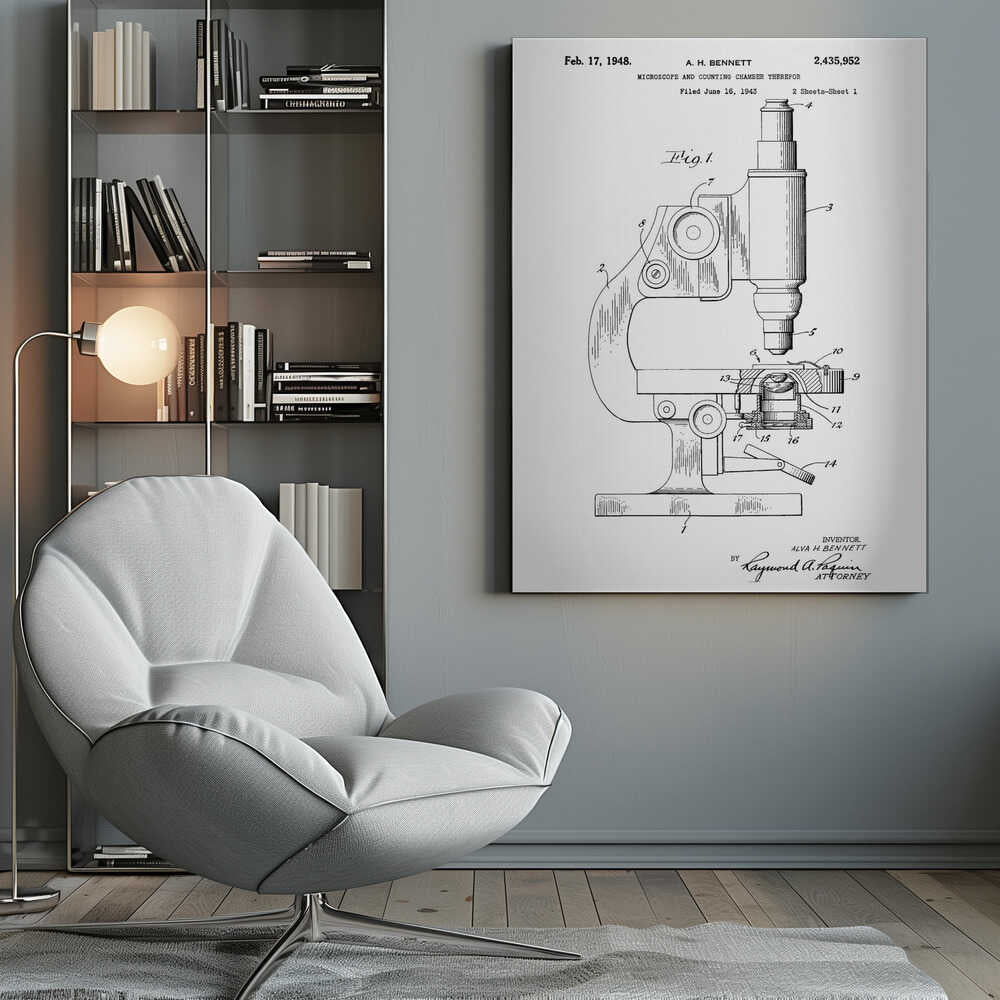 Microscope Patent 1948 - Poster / Art Print
