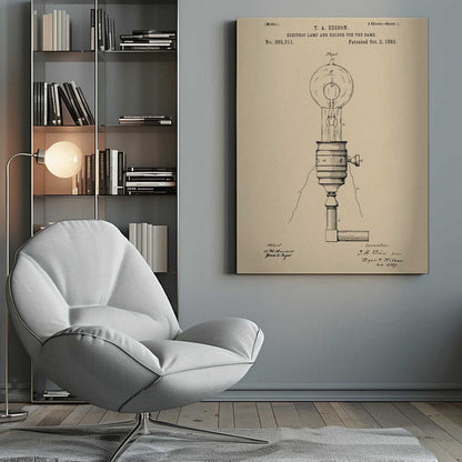 Electric Lamp Patent 1882 - Poster / Art Print