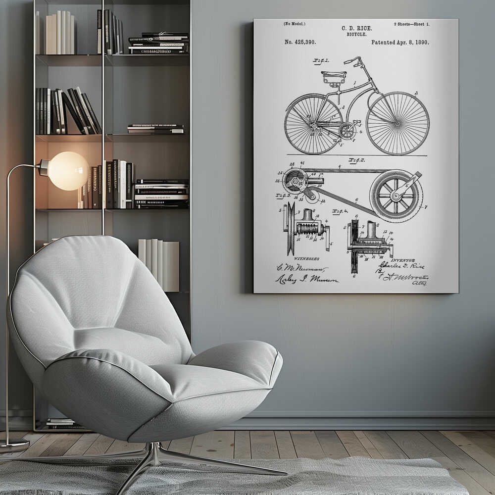 Bicycle Patent 1890 - Poster / Art Print