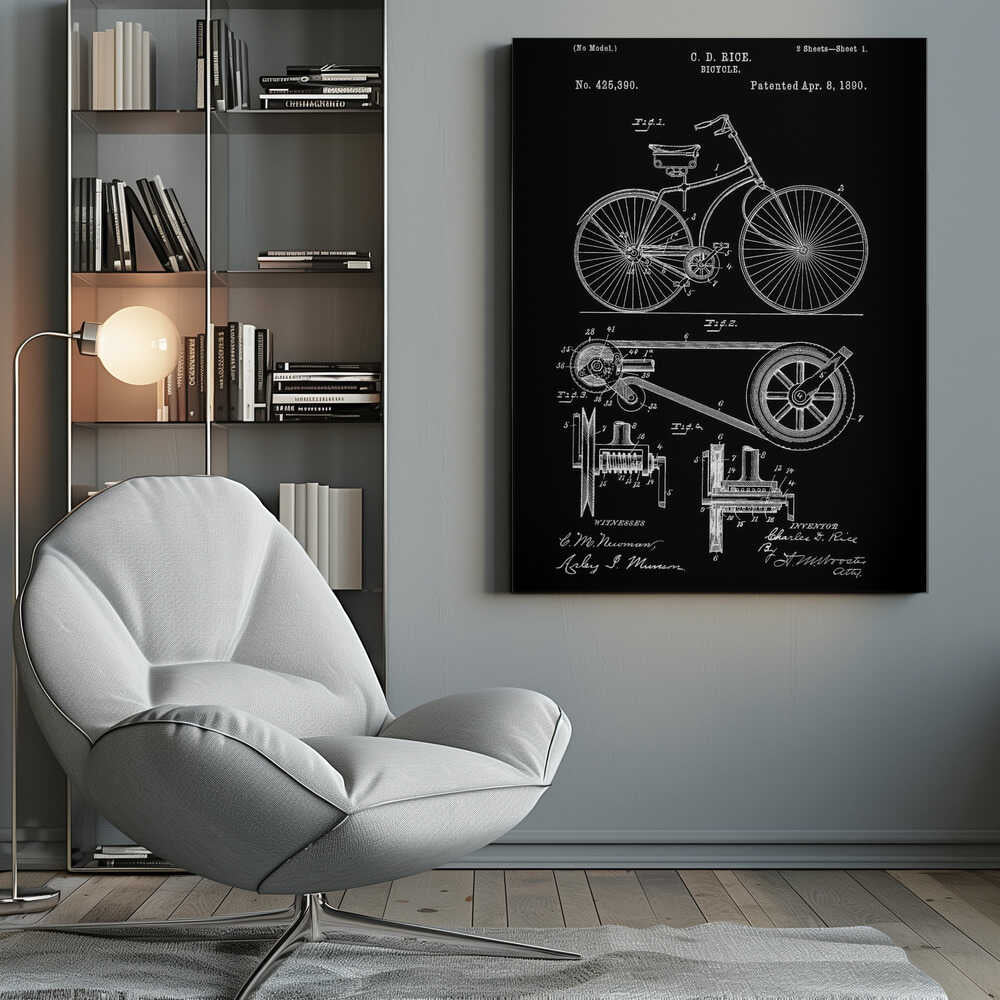 Bicycle Patent 1890 - Poster / Art Print