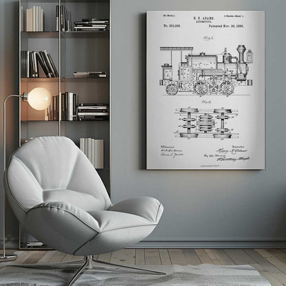 Locomotive Patent 1886 - Poster / Art Print