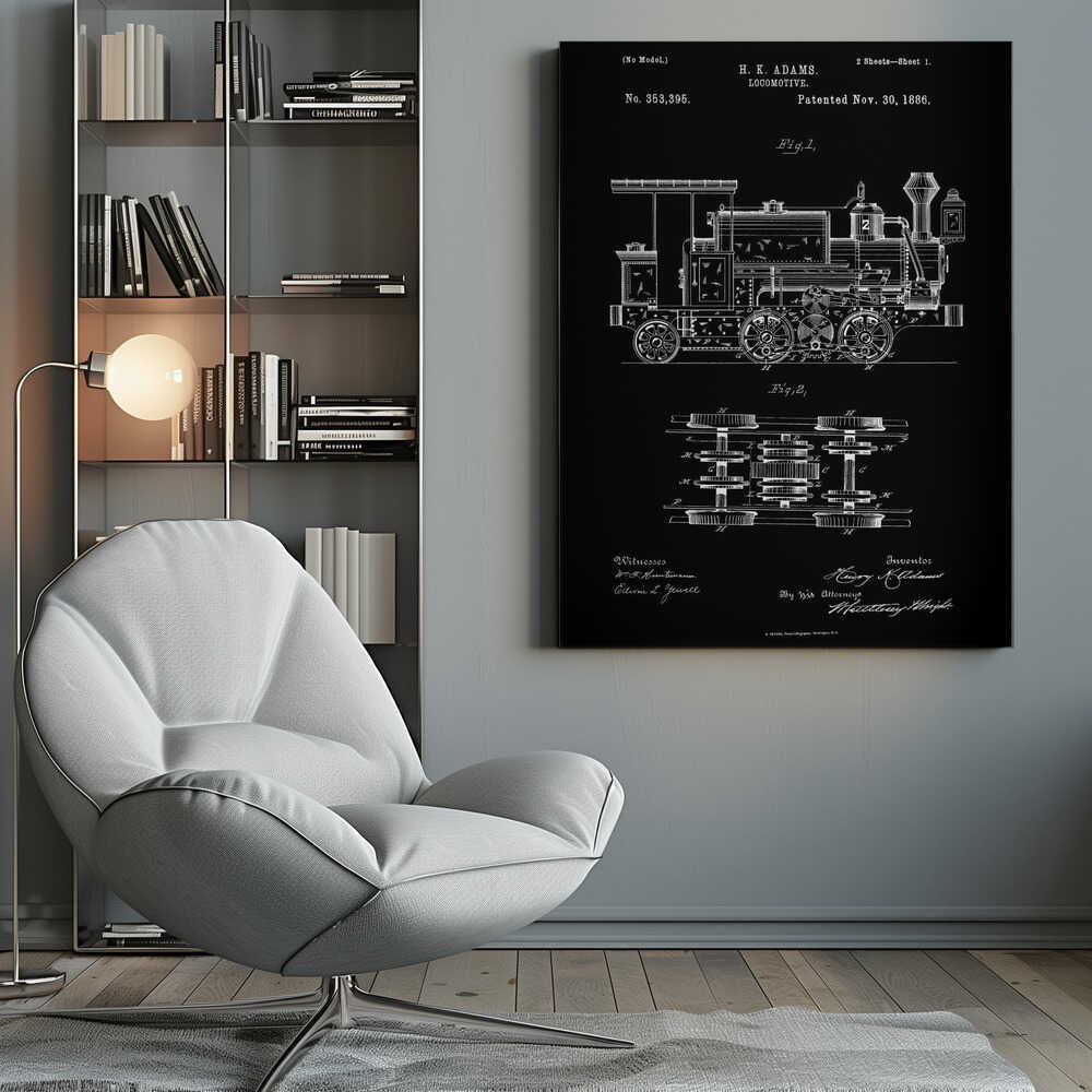 Locomotive Patent 1886 - Poster / Art Print