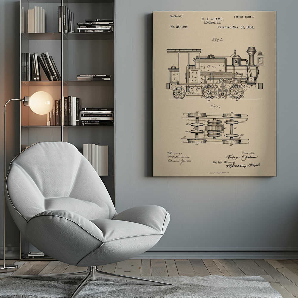 Locomotive Patent 1886 - Poster / Art Print
