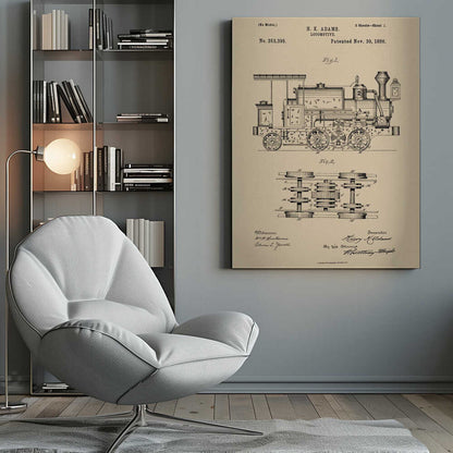 Locomotive Patent 1886 - Poster / Art Print