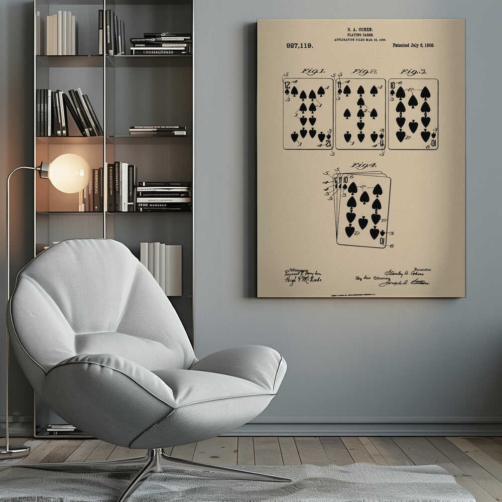Playing Cards Patent 1909 - Poster / Art Print