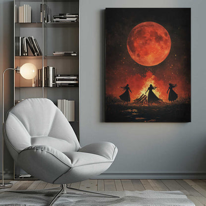 Dancing Witches Halloween Scene (1) - Poster / Art Print