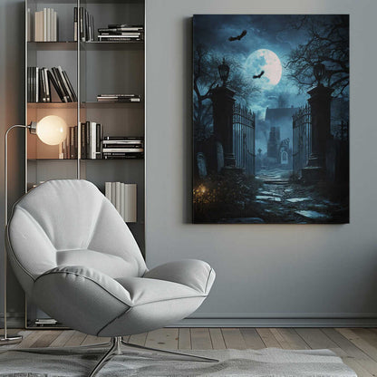 Grave Stones Halloween Scene (1) - Poster / Art Print
