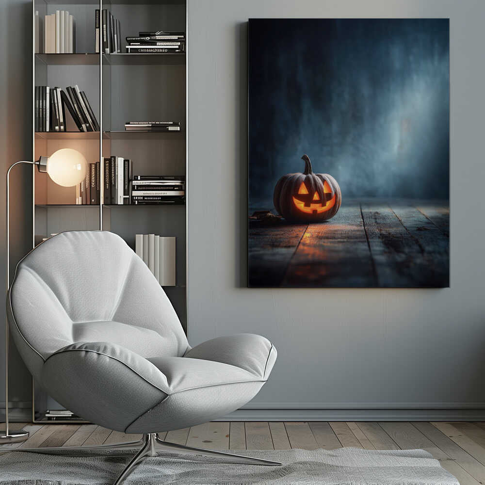 Lantern Pumpkin Halloween Scene (1) - Poster / Art Print