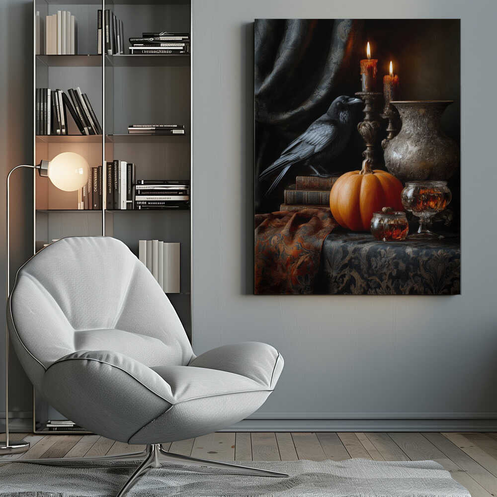 Lantern Pumpkin Halloween Scene (2) - Poster / Art Print
