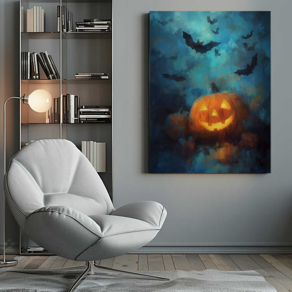 Lantern Pumpkin Halloween Scene (3) - Poster / Art Print