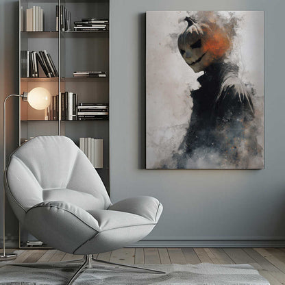 Man With Pumpkin Halloween Scene (1) - Poster / Art Print