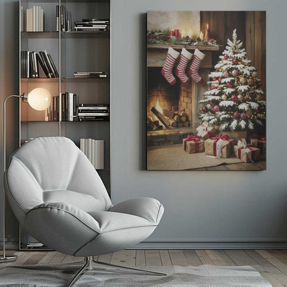 Christmas By the Fireplace - Poster / Art Print