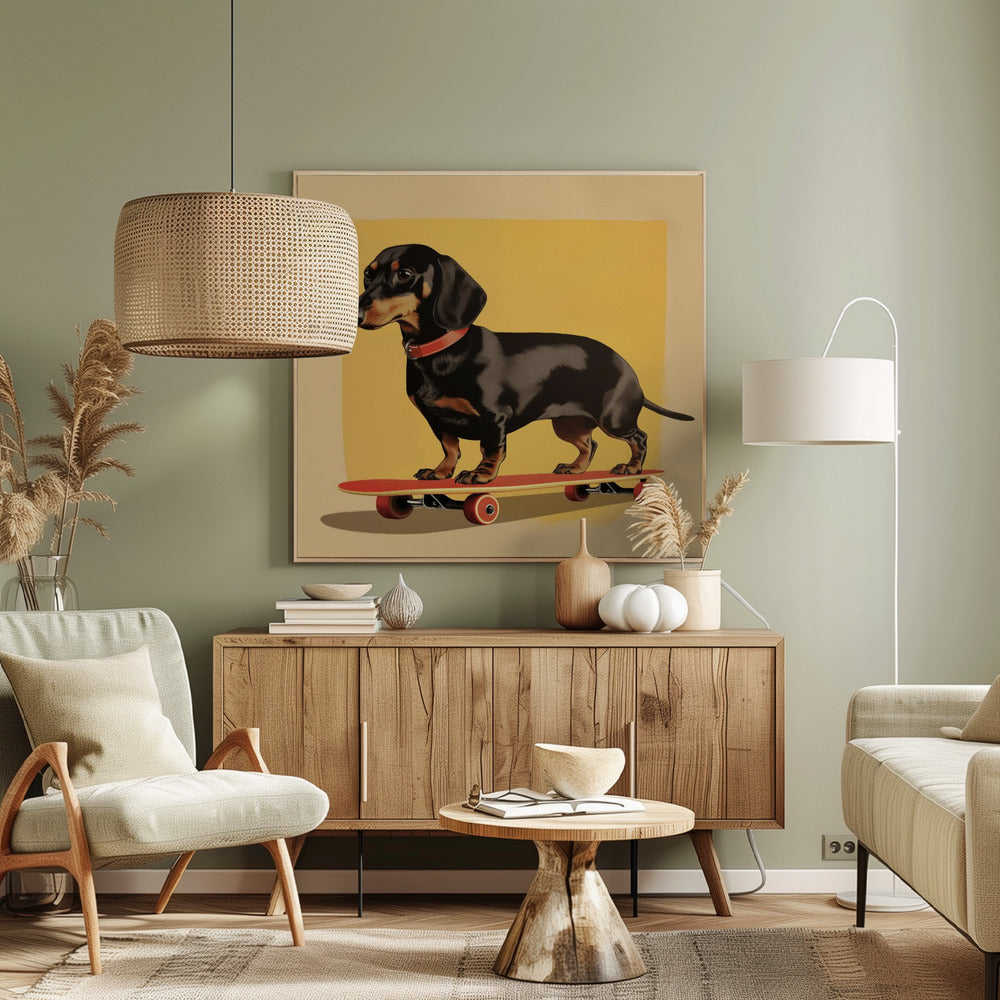 Dachshund Skater - Poster / Art Print