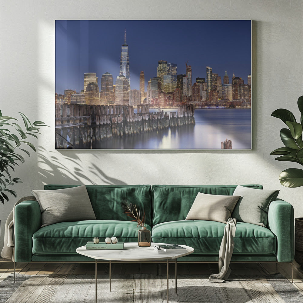 Manhattan Skyline at night - Poster / Art Print