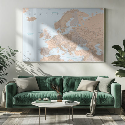 Neutral detaljerad karta av Europa - Poster / Art Print