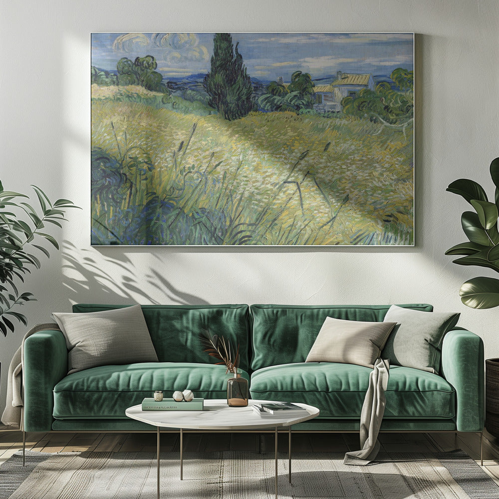 Green Wheat Field With Cypress (1889) - Poster / Art Print