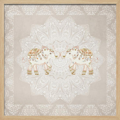 Indian Elephants Mandala - Poster / Art Print