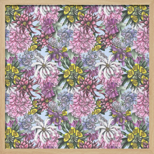 Colorful Flowers with Green Leaves - Poster / Art Print