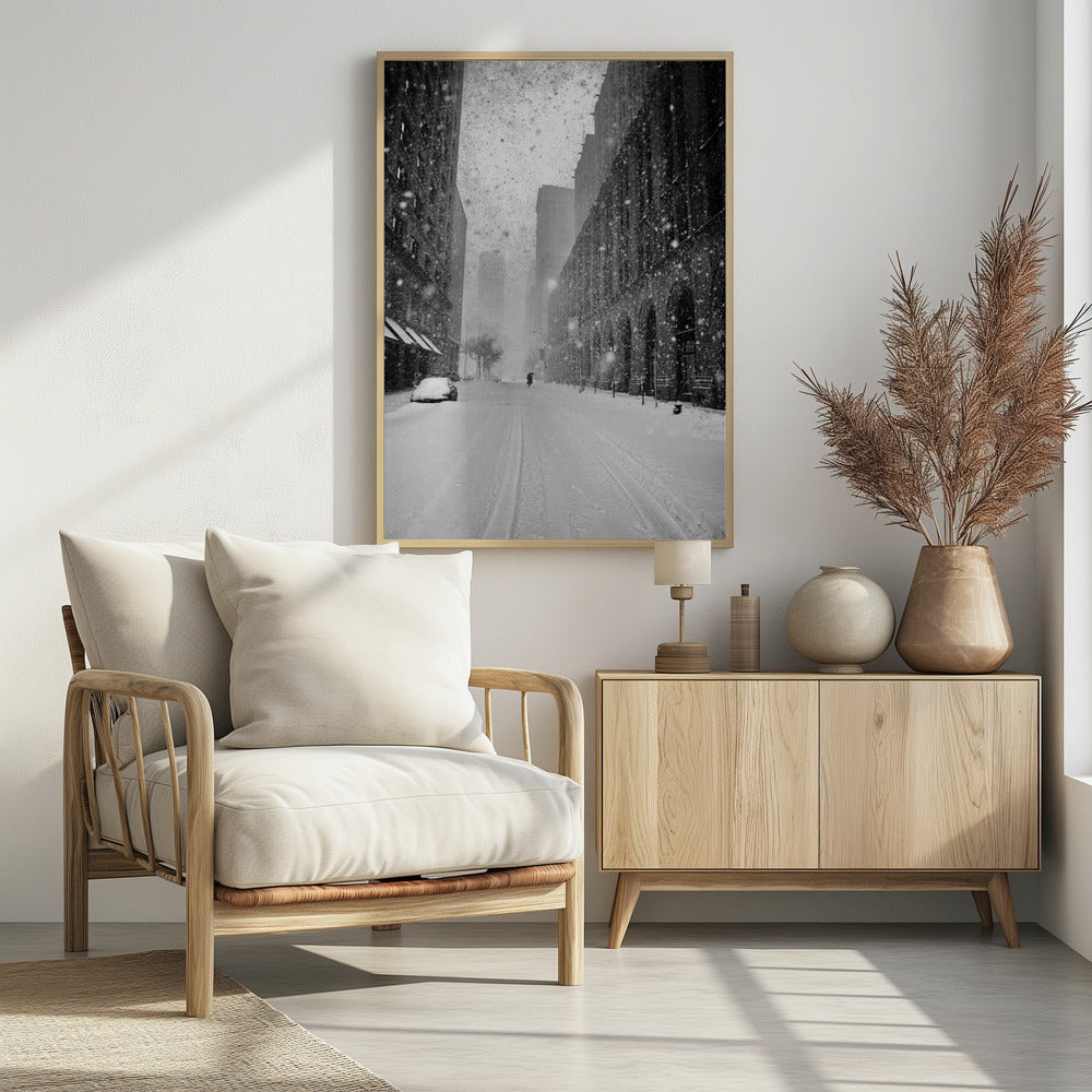 New York Walker in Blizzard - Poster / Art Print