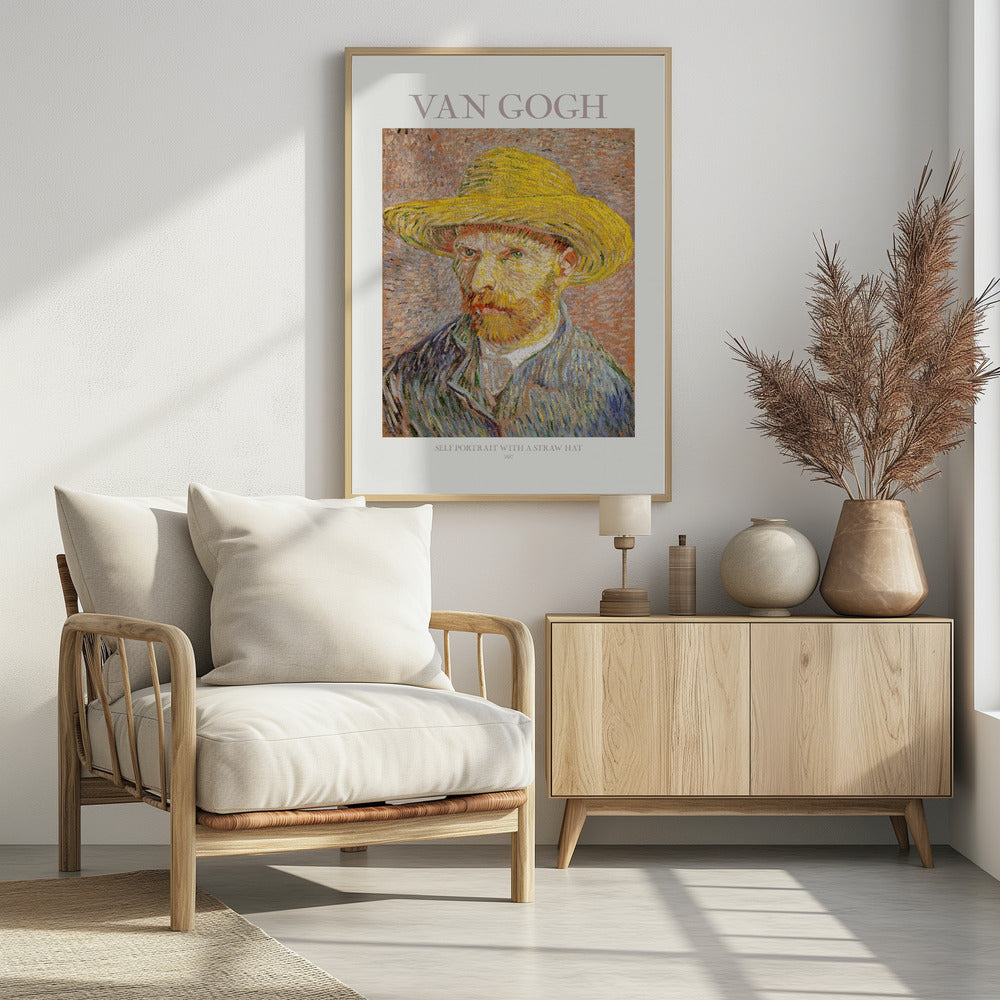 Self Portrait With Straw Hat - Poster / Art Print