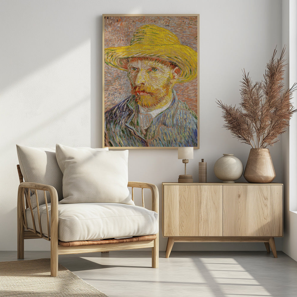 Self Portrait With Straw Hat - Poster / Art Print