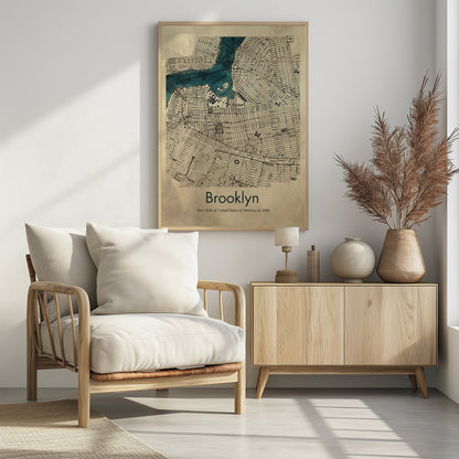 Brooklyn karta - Poster / Art Print