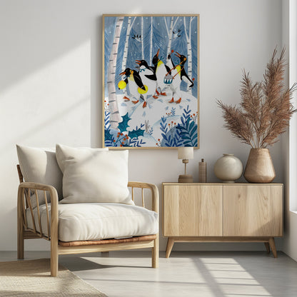 Penguins make music in the forest - Poster / Art Print