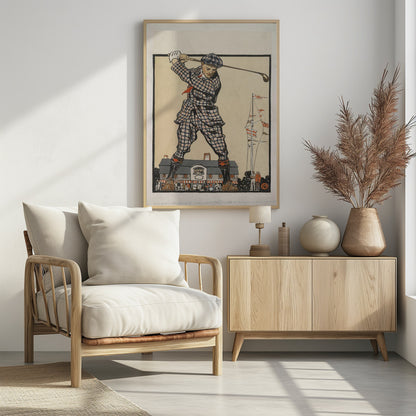 Man Swinging Golf Club (1915) - Poster / Art Print