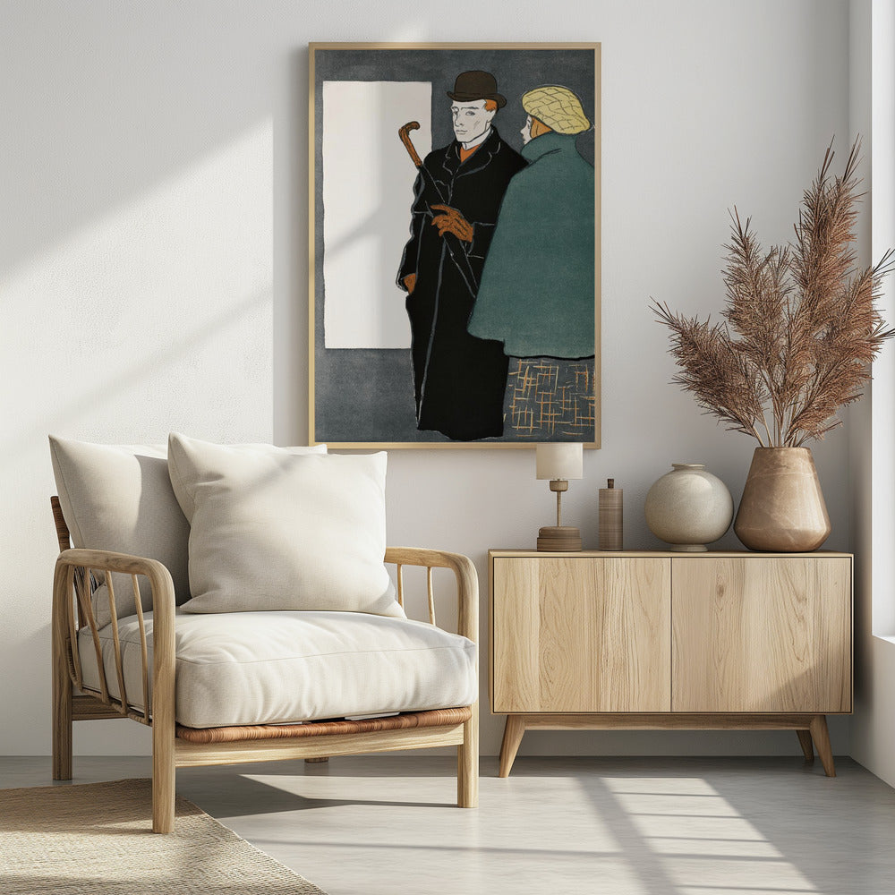 Man With Walking Stick and Woman (1896) - Poster / Art Print