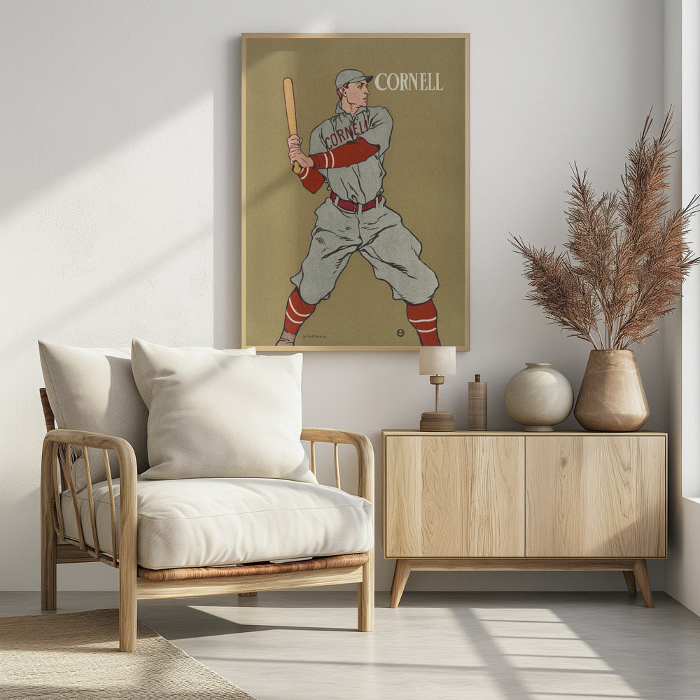 Vintage Drawing of a Baseball Player Holding a Bat - Poster / Art Print