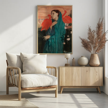 Young Woman With Ibis - Poster / Art Print