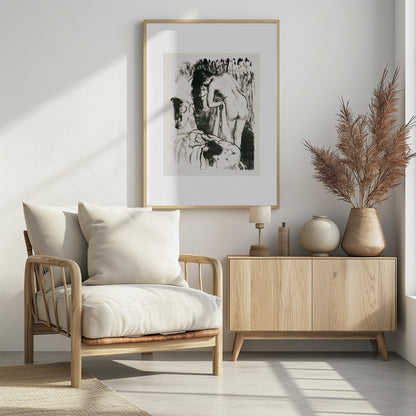 Nude Woman Standing, Drying Herself - Poster / Art Print