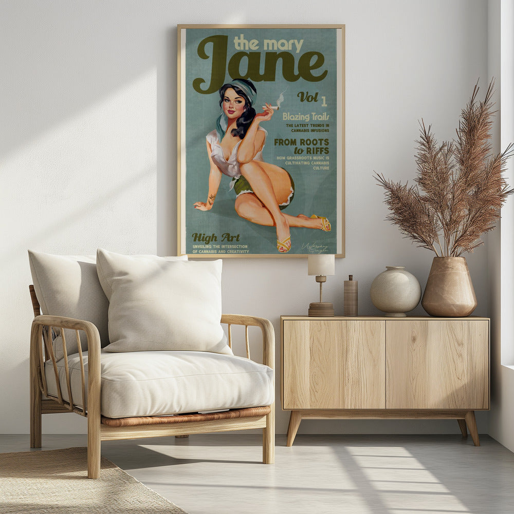 Mary Jane Retro Vintage Pinup Cannabis Art - Poster / Art Print