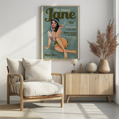 Mary Jane Retro Vintage Pinup Cannabis Art - Poster / Art Print