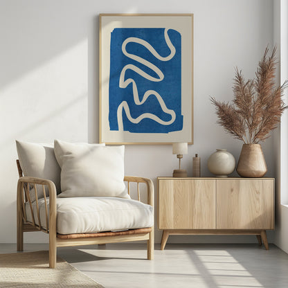 Geometric Abstract Minimal Blue - Poster / Art Print