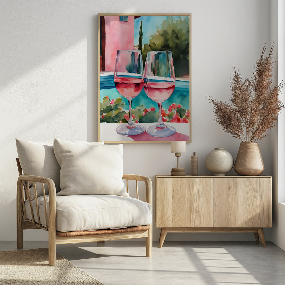 Rosé am Pool - Poster / Art Print