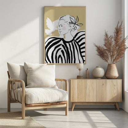 Woman Profile with a Zebra Stripe Pattern - Poster / Art Print