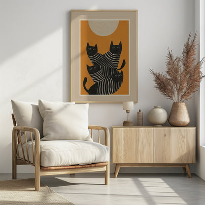 Abstract Black Cats - Poster / Art Print